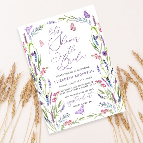 Elegant Lavender Flower Bridal Shower Invitation