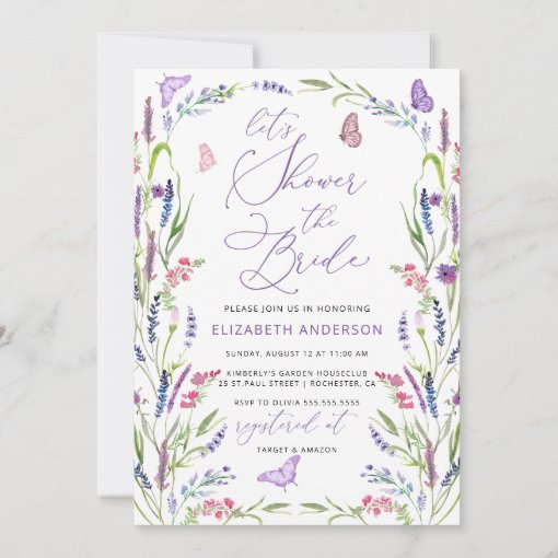 Elegant Lavender Flower Bridal Shower Invitation Zazzle