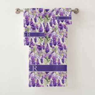 Elegant Lavender Flowers Bath Towel Set