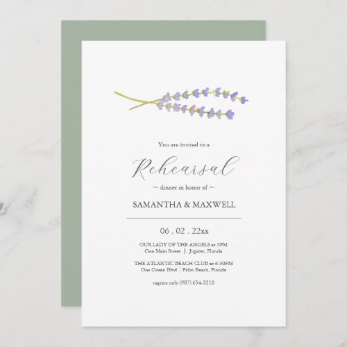 Elegant Lavender Flowers Rehearsal Dinner Invitation