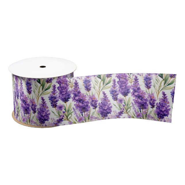 Elegant Lavender Flowers Satin Ribbon (Spool)