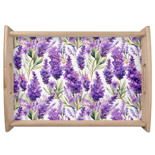Elegant Lavender Flowers Serving Tray (Front)