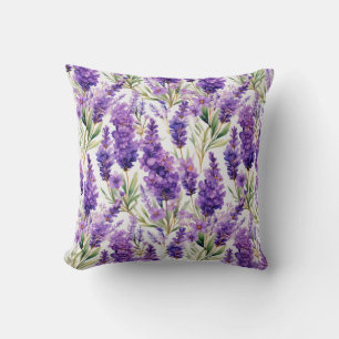Elegant Lavender Flowers Throw Pillow
