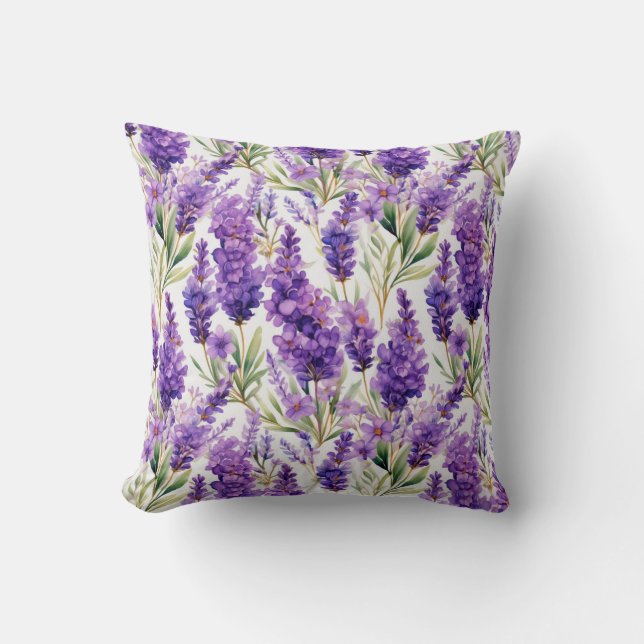 Elegant Lavender Flowers Throw Pillow (Front)