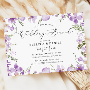 Elegant Lavender Flowers Wedding Brunch  Invitation