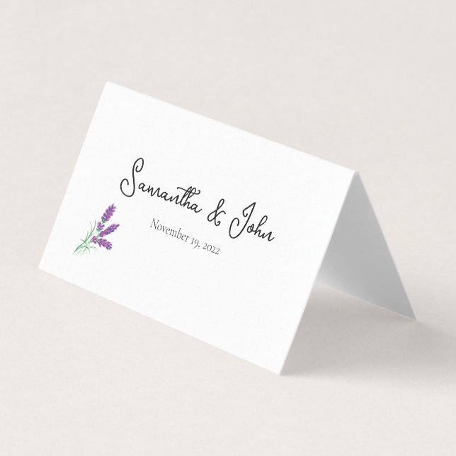 Elegant Lavender Folded Place Card - Customize (Front)