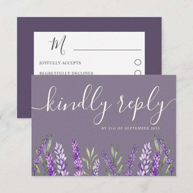 Elegant Lavender & Foliage RSVP Wedding (Front/Back)