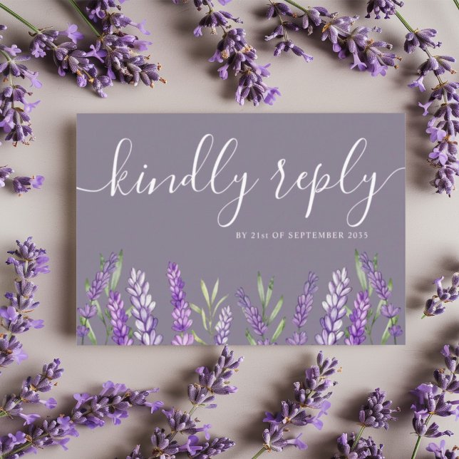 Elegant Lavender & Foliage RSVP Wedding Card (Creator Uploaded)