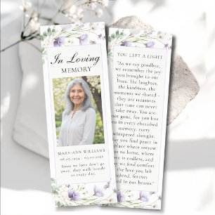 Elegant Lavender Funeral Memorial Photo Bookmarks