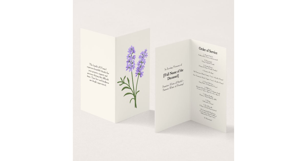 Elegant Lavender Funeral Order of Service Program | Zazzle