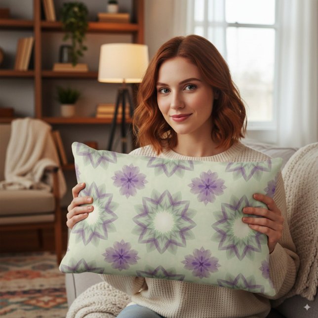 Elegant Lavender Geometric Floral Pattern  Lumbar Pillow (Creator Uploaded)