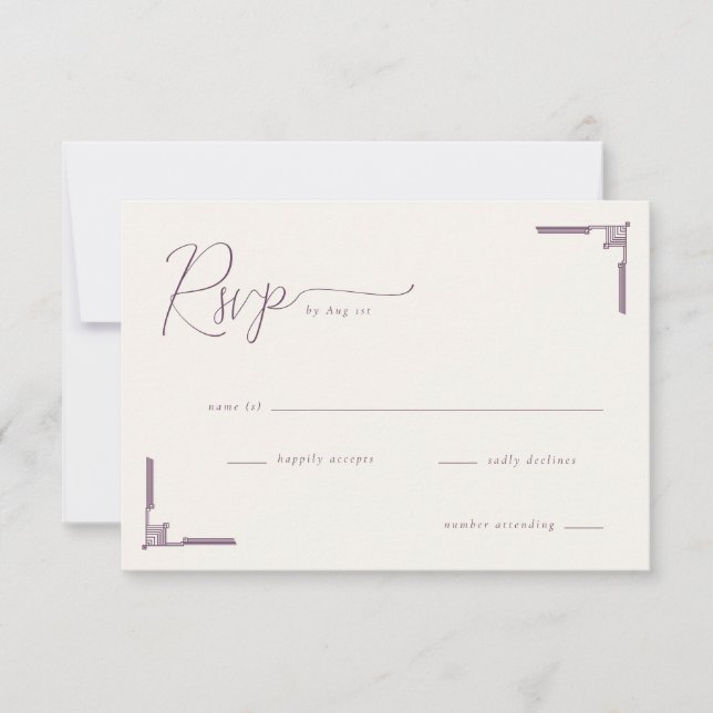Elegant Lavender Geometric RSVP Card (Front)