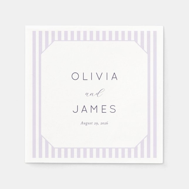 Elegant Lavender Geometric Stripes Napkins (Front)