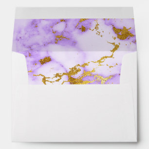 Elegant Lavender Gold Faux Metallic Marble Pattern Envelope