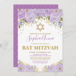 Elegant Lavender & Gold Floral Bat Mitzvah Invitation<br><div class="desc">Celebrate your little girl's Bat Mitzvah with this gorgeous lavender and gold floral invitation! The wording is fully customizable. If you want to change the font style,  colors or re-arrange the graphics simply click the "Click to Customize Further" button.</div>