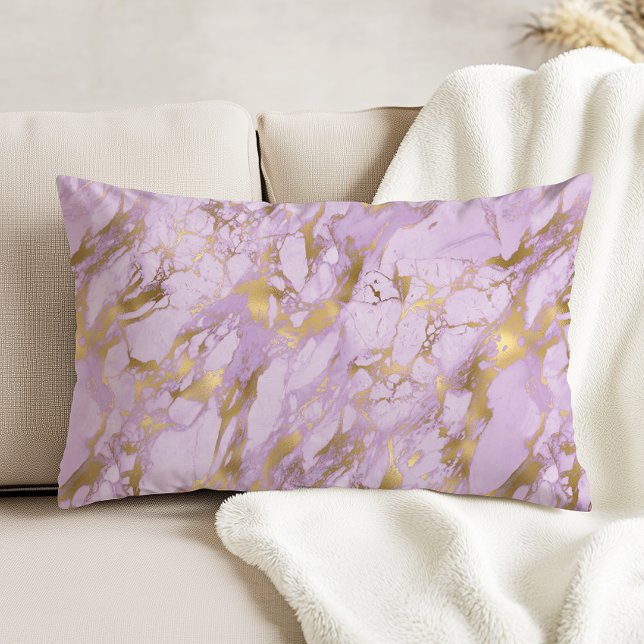 Elegant Lavender Gold Marble Accent Pillow (Creator Uploaded)