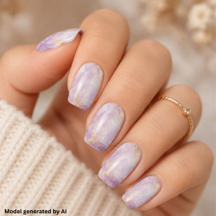 Elegant Lavender Gold Marble Minx Nail Art