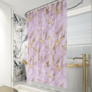 Elegant Lavender Gold Marble Shower Curtain