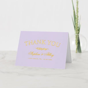 Elegant Lavender & Gold Wedding Thank You Foil Greeting Card