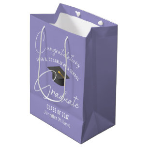 Elegant Lavender Graduate 2026 Graduation Party Medium Gift Bag