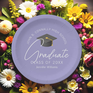 Elegant Lavender Graduate Custom Graduation Party Paper Plates