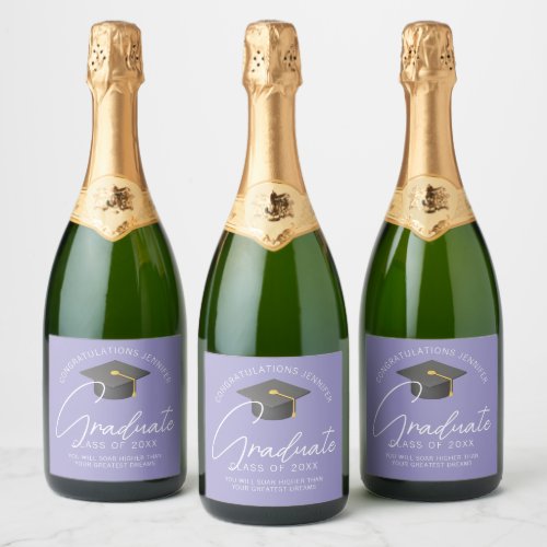 Elegant Lavender Graduate Custom Graduation Party Sparkling Wine Label