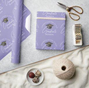 Elegant Lavender Graduate Personalized Graduation Wrapping Paper