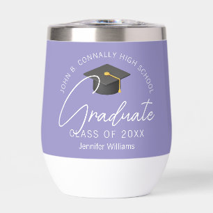 Elegant Lavender Graduation Party Personalized Thermal Wine Tumbler