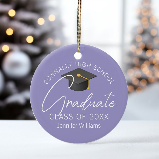 Elegant Lavender Graduation Photo Personalized Ceramic Ornament (Creator Uploaded)