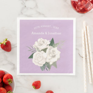 Elegant Lavender Haze and White Roses Wedding Paper Dinner Napkins