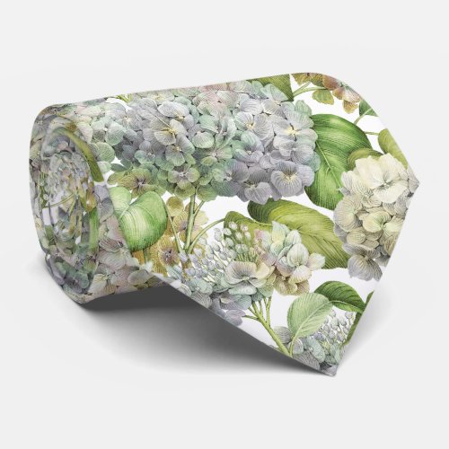 Elegant Lavender Hydrangea  Floral Pattern Wedding Neck Tie