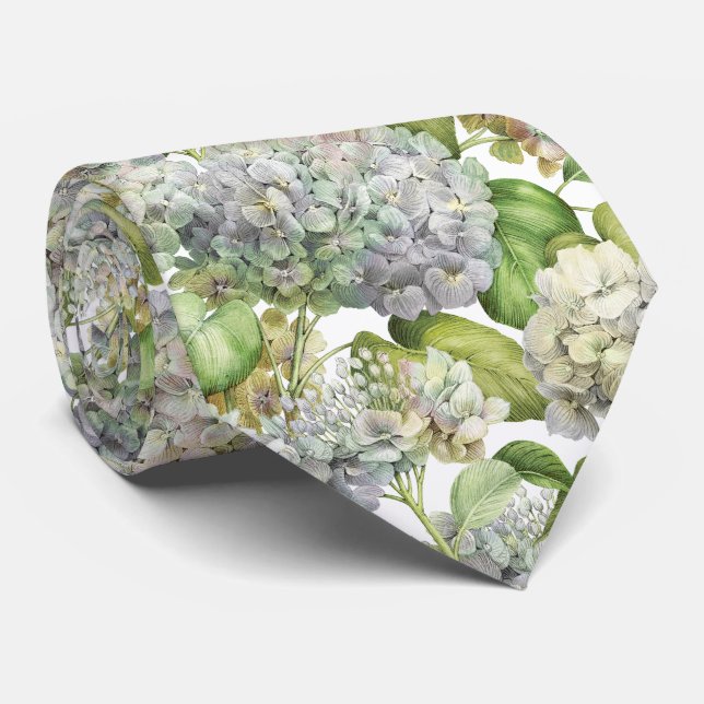 Elegant Lavender Hydrangea  Floral Pattern Wedding Neck Tie (Rolled)