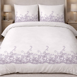 Elegant Lavender Lace Duvet Cover