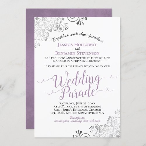 Elegant Lavender  Lacy Gray Wedding Parade Invitation