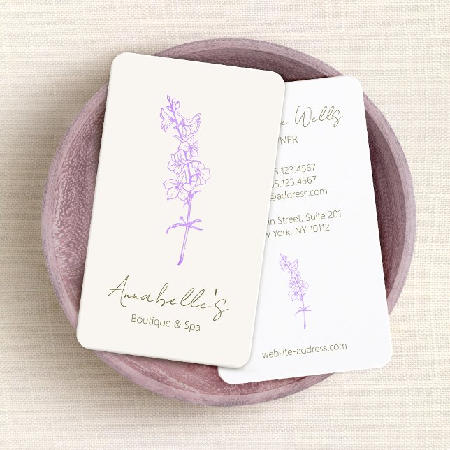 Elegant Lavender Larkspur Floral  Business Card (Creator Uploaded)