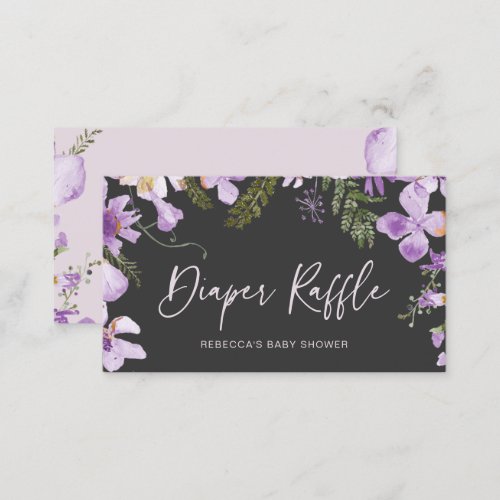 Elegant Lavender Lilac Flowers Diaper Raffle Card