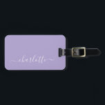 Elegant Lavender Lilac Script Name Personalized   Luggage Tag<br><div class="desc">Elegant Lavender Lilac Script Name Personalized Luggage Tag</div>