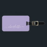 Elegant Lavender Lilac Script Name Personalized   Luggage Tag<br><div class="desc">Elegant Lavender Lilac Script Name Personalized Luggage Tag</div>