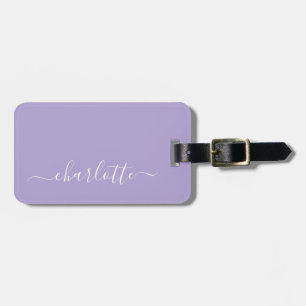 Elegant Lavender Lilac Script Name Personalized Luggage Tag