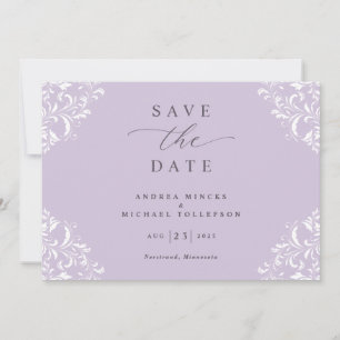 Elegant Lavender Lilac Vintage Wedding Save The Date