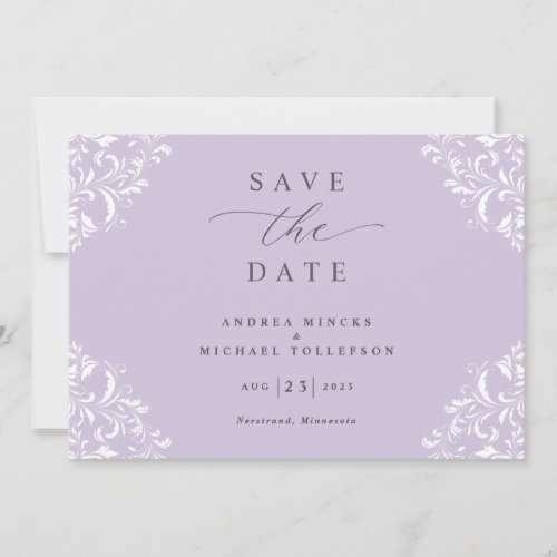 Elegant Lavender Lilac Vintage Wedding Save The Date