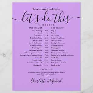 Elegant Lavender Lilac Wedding Schedule Timeline