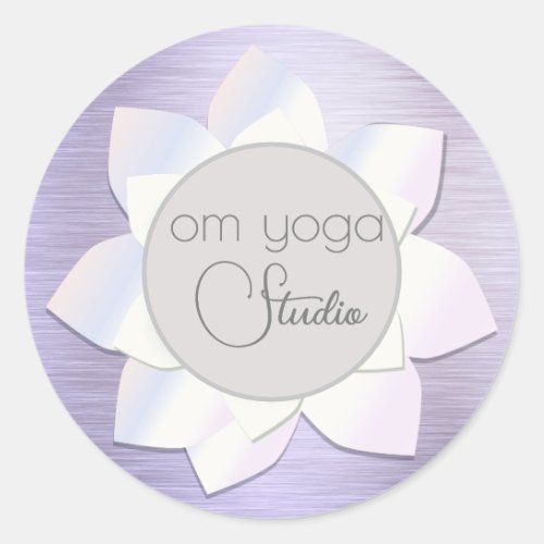 Elegant Lavender Lotus OM Business Logo      Classic Round Sticker