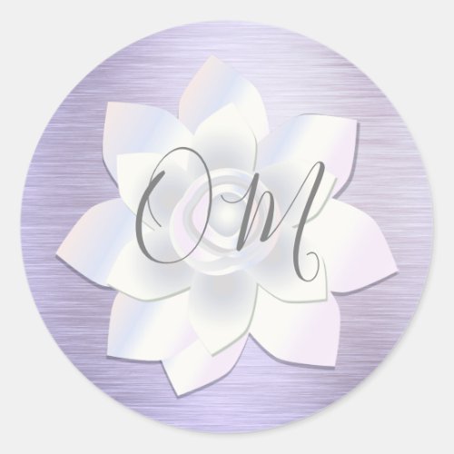 Elegant Lavender Lotus OM       Classic Round Sticker