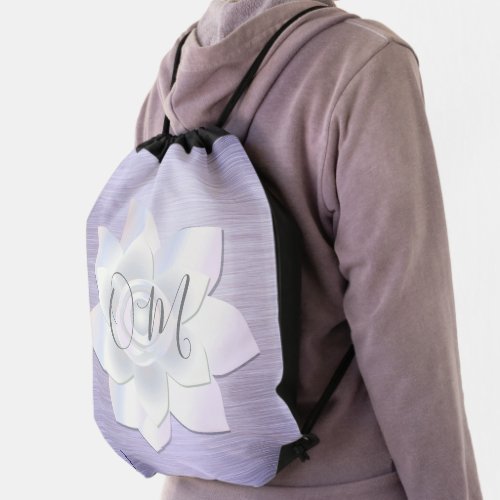 Elegant Lavender Lotus OM Drawstring Bag