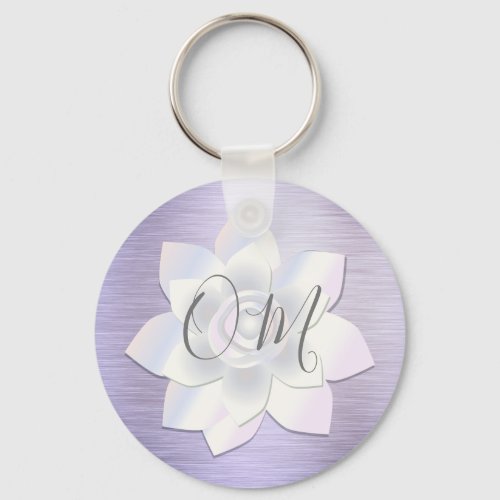 Elegant Lavender Lotus OM      Keychain