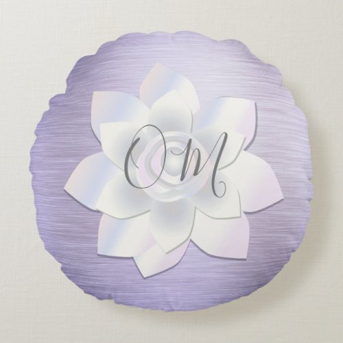 Elegant Lavender Lotus OM  Round Pillow