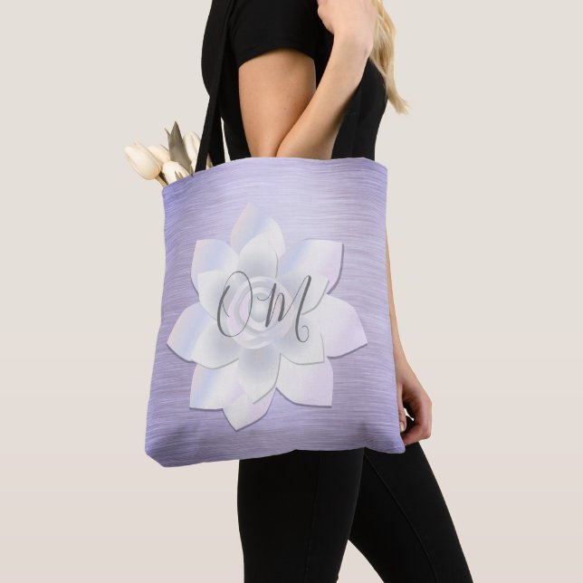 Elegant Lavender Lotus OM Tote Bag (Close Up)