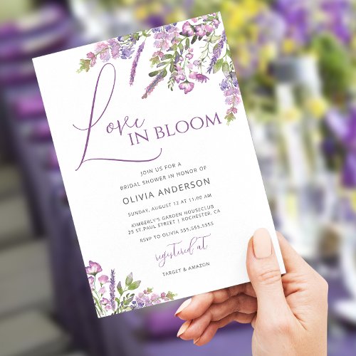 Elegant Lavender Love in Bloom Bridal Shower Invit Invitation