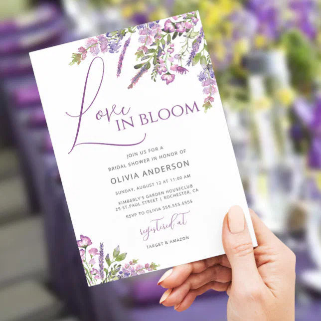 Elegant Lavender Love in Bloom Bridal Shower Invit Invitation | Zazzle